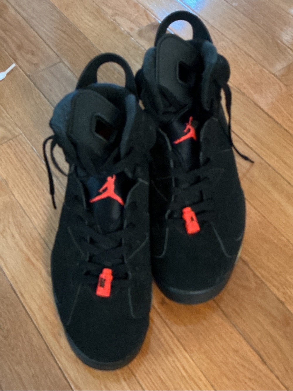 Jordan Retro 6 Nike Black and Red Retro Jumpman High-Top Sneakers